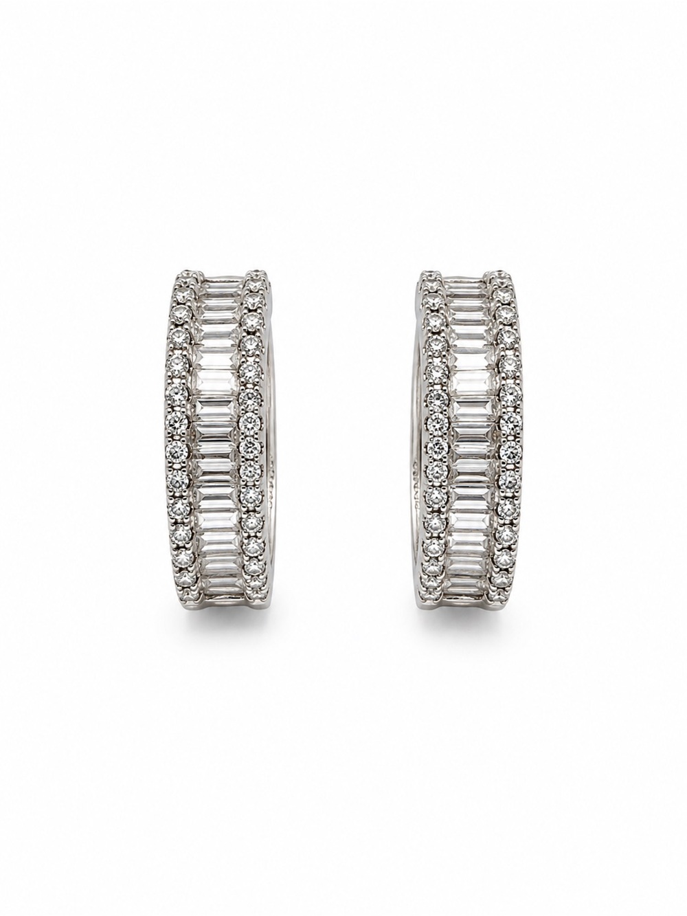 0.80 CT Moissanite Silver Huggie Earrings